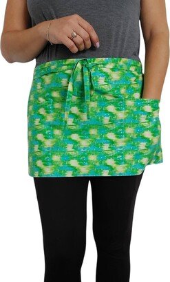 Green & Blue Waist Apron, Half Apron With Pockets, Server Restaurant Craft Waitress/Waiter 3 Pockets