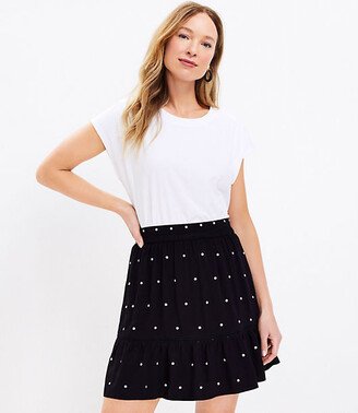 Petite Dot Embroidered Flounce Skirt