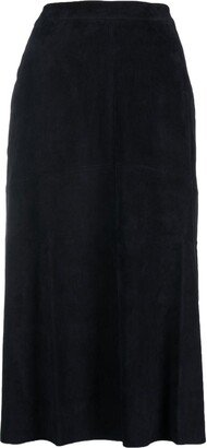 PAULA High-Waisted Suede Midi Skirt