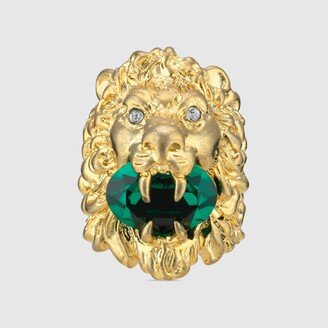 Lion head ring with crystal-AB