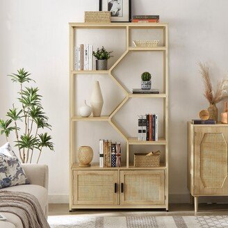 5 Tiers Bookcases Storage Rack with Cabinet