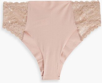 Soprano metallic lace and stretch-jersey mid-rise briefs