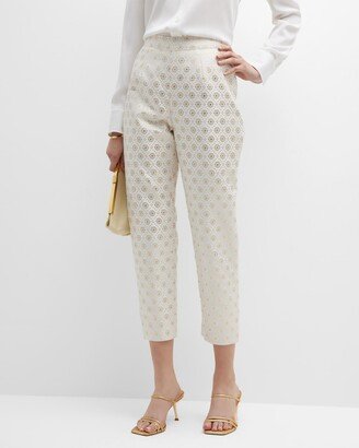 Lucy Cropped Metallic Jacquard Pants