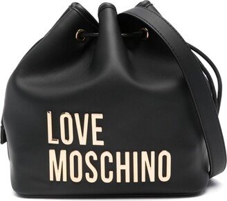 Logo-Lettering Drawstring Bucket Bag