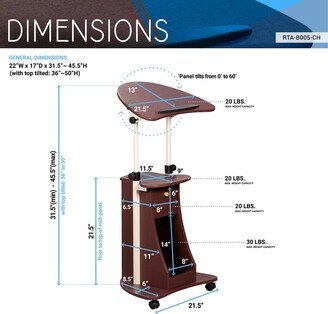 Rolling Adjustable Laptop Cart With Storage-AA