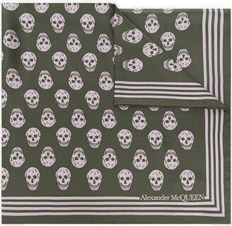 Skull-Printed Striped Edge Scarf-AA