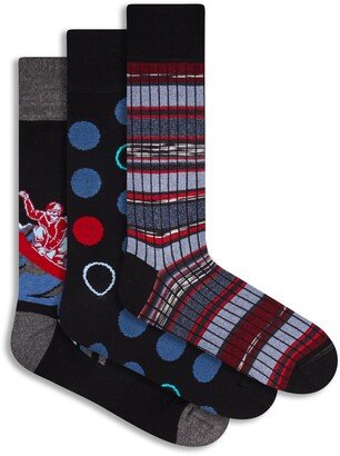 Assorted 3-Pack Mercerized Cotton Blend Socks Gift Set