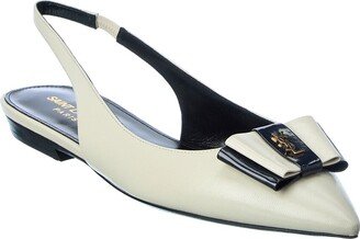 Anais Bow Leather Slingback Flat