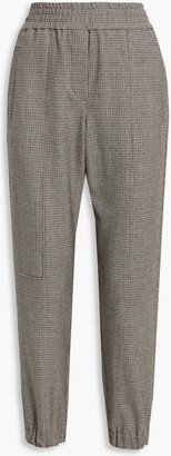 Houndstooth wool-blend tweed tapered pants