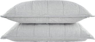 Bokser Home French Linen Quilted Sham Set - Standard - Pebble heather/pinstripe