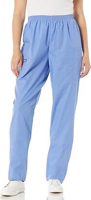 Workwear Originals Women Scrubs Pant Natural Rise Tapered Pull-On Cargo 4200 (Ciel) Women's Clothing