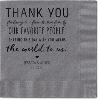 Wedding Napkins: Huge Thanks Napkins, Black, Pewter