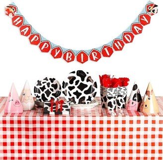 Blue Panda Serves 24 Barnyard Farm Animals Birthday Party Supplies Banner Tablecloth Hats Plates Napkins Cups