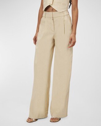 SIMKHAI Tavar Linen-Blend Side Panel Wide-Leg Pants