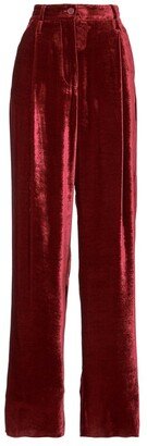 High-Rise Wide Leg Velvet Trousers