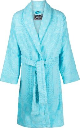 Barocco-print terry-cloth robe