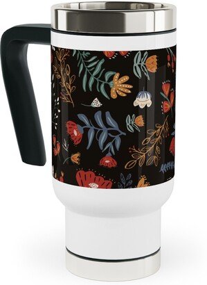 Travel Mugs: Midnight Garden Travel Mug With Handle, 17Oz, Black