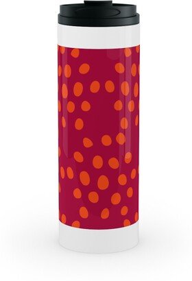 Travel Mugs: Hexagon Dots - Red And Orange Stainless Mug, White, 16Oz, Red