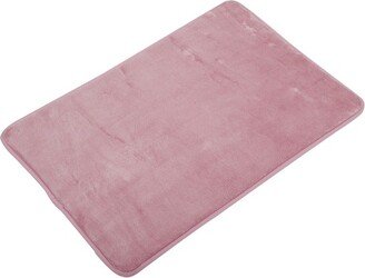 Unique Bargains Solid Color Pattern Bathroom Rugs Polyester Bath Mat Machine Washable Pink 60x40cm