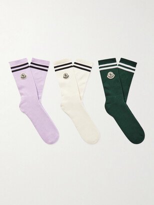 7 Moncler FRGMT Hiroshi Fujiwara Three-Pack Striped Ribbed Cotton-Blend Socks