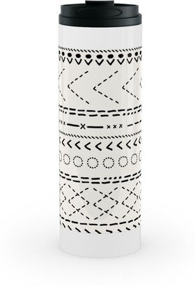 Travel Mugs: Minimal Mudcloth Bohemian - Light Stainless Mug, White, 16Oz, Beige