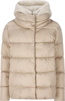 Funnel-Neck Hooded Down Jacket-AE