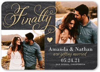 Save The Date Cards: Irrevocably Official Save The Date, Grey, 5X7, Matte, Signature Smooth Cardstock, Rounded