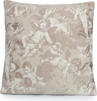 Beige Woven Angels Decorative Pillow Cover. Accent Throw Pillow, Home Decor.