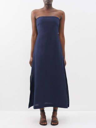 Penelope Strapless Organic-linen Midi Dress