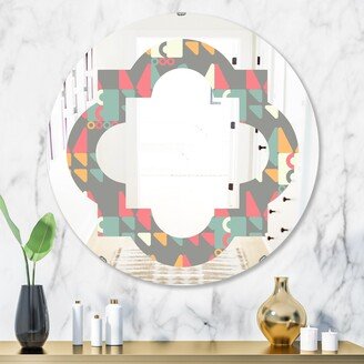 Designart 'Retro Abstract Design V' Printed Modern Round or Oval Wall Mirror - Quatrefoil