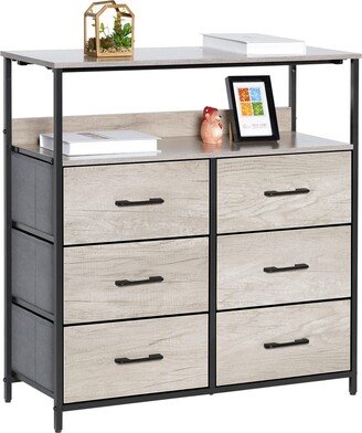 Global Pronex Dresser for Bedroom 6 Drawer Dresser with Shelves Fabric Dresser for Room, Closet