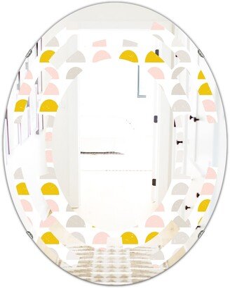 Designart 'Retro Pastel Circular Pattern III' Printed Modern Round or Oval Wall Mirror - Space