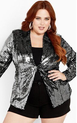 Women's Plus Size Sequin Seduction Jacket - Gunmetal - 12 Plus