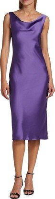 Maria Cowl-Neck Satin Midi-Dress