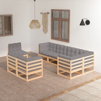 8 Piece Patio Lounge Set with Cushions Solid Pinewood-AH