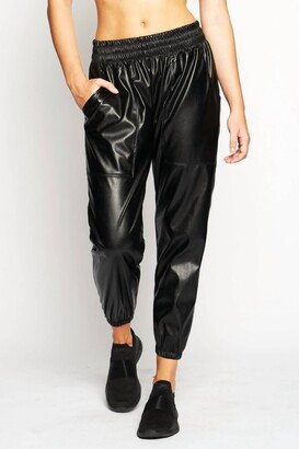 Downtown Vegan Leather Jogger In Black Leather