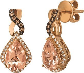 14K Strawberry Gold 2.06 Ct. Tw. Diamond & Morganite Earrings