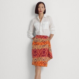 Ralph Lauren Geo-Motif Cotton-Linen Wrap Skirt