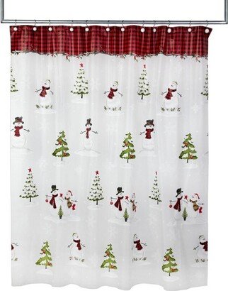 Woodland Winter Shower Curtain Red