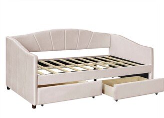 IGEMAN Twin Size Upholstered Daybed with 2 Drawers, 81''L*42.5''W*37''H, 110LBS-AA