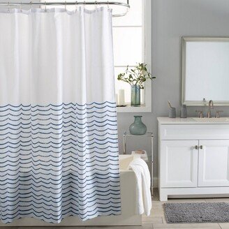 Waves Shower Curtain Dark Blue