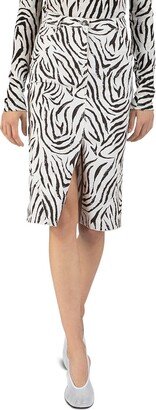 Womens Denim Zebra Print Pencil Skirt