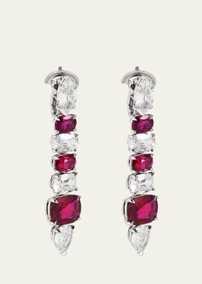 Platinum Earrings with Burma Ruby and Diamonds