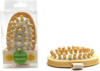 Bamboo Bristle Bath Brush & Rubber Massager with Lotus Wooden Handle