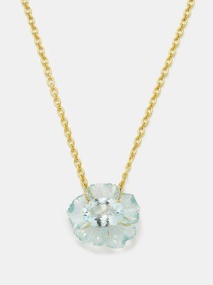 Tropical Flower Aquamarine & 18kt Gold Necklace-AA