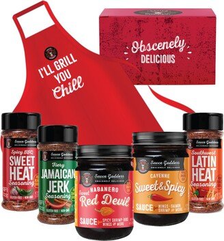 Sauce Goddess Bring the Heat Spicy Bbq Sauces and Seasonings, Set of 5