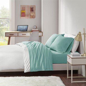 Gracie Mills ID20-698 Cotton Blend Jersey Knit Sheet Set Queen Aqua