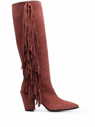 Tassel-Detail Pointed Suede Boots