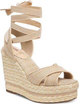 Vaughn Ankle-Tie Espadrille Platform Wedge Sandals