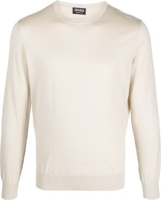 Crew-Neck Cashmere-Silk Jumper-AA